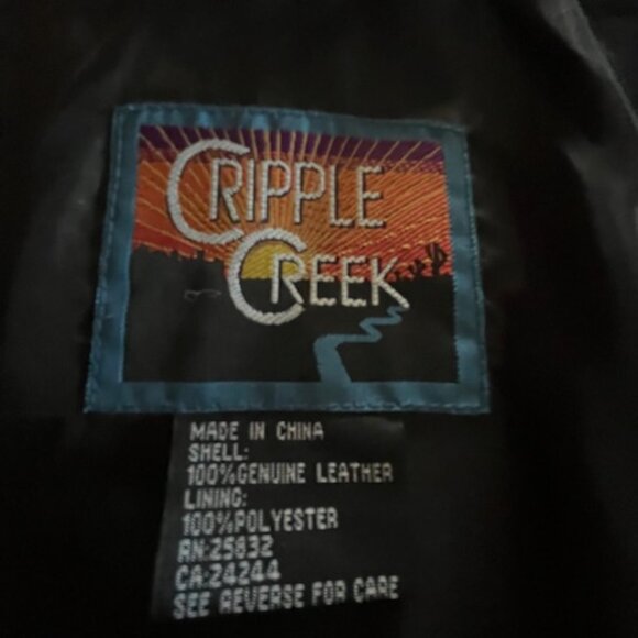 Western Black Leather Shawl with Fringe, Silver Studding and Clear Rhinestones - Picture 13 of 15